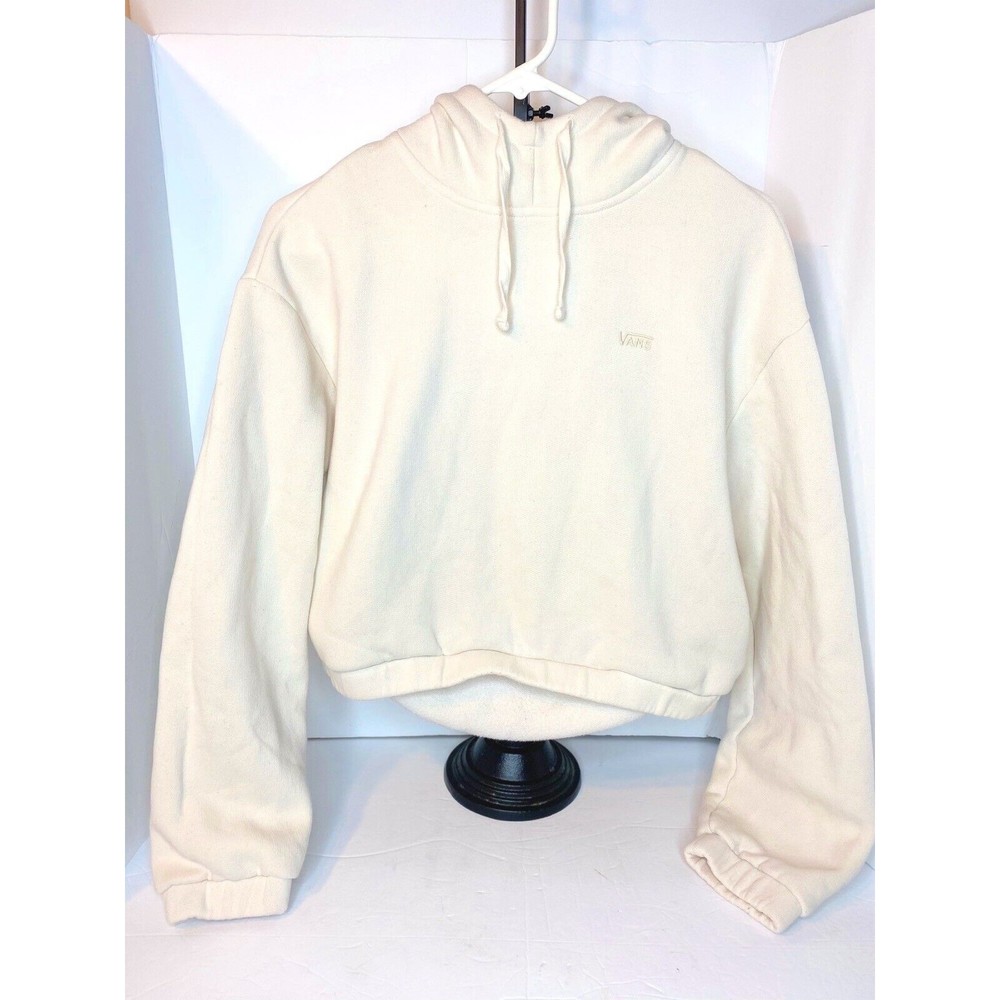 VANS Off White  Cropped Fleece Hoodie Sweatshirt, Women's-teenager, Size XS